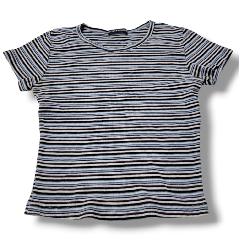 Brandy Melville Top Size XXS Brandy Melville Baby Tee Y2K Vibes Crop Top Striped
